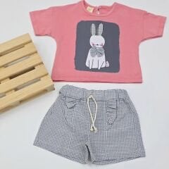 Air baby tavşanlı fırfırlı şortlu takım 6-9-12-18-24 ay