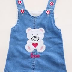 Be&en kids ayıcıklı kot elbise