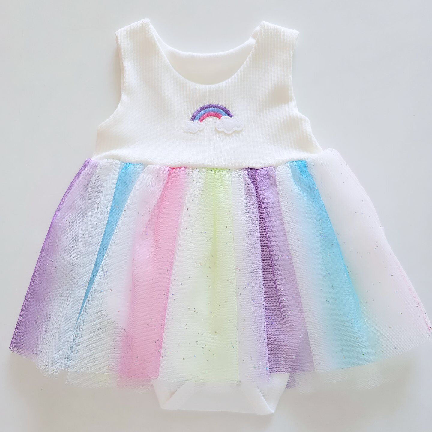 Nayinom baby gökkuşağı desenli tütülü çıtçıtlı badi elbise