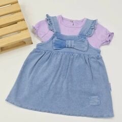 Baby buu Ayrı badili fiyonlu esnek kot elbise 6-9-12-18-24 ay