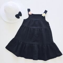 Mini zehram kids şapkalı müslin elbise