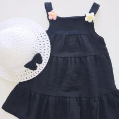 Mini zehram kids şapkalı müslin elbise