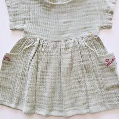 Miss lily kids çiçek nakışlı cepli müslin elbise