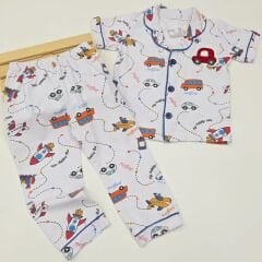 Arabalı yazlık pijama 3-4-5-6 yaş