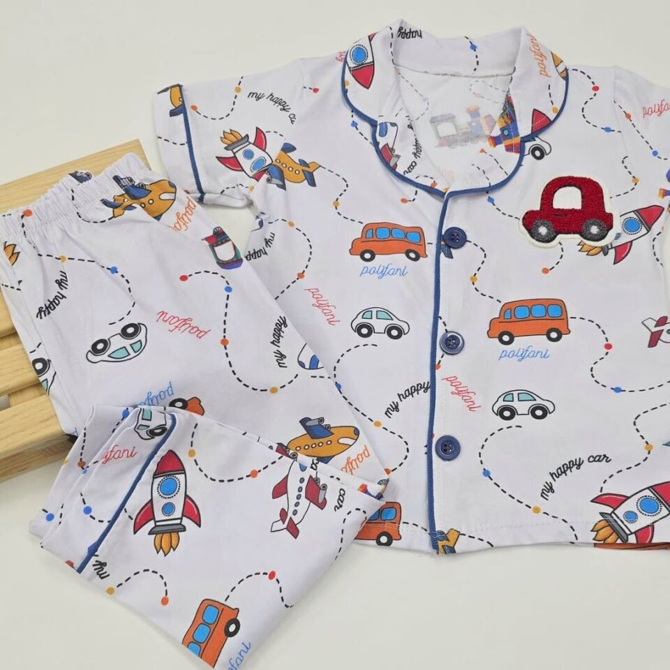 Arabalı yazlık pijama 3-4-5-6 yaş 6 yaş (116 cm)