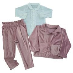 Gömlekli kadife takım