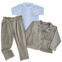 Gömlekli kadife takım