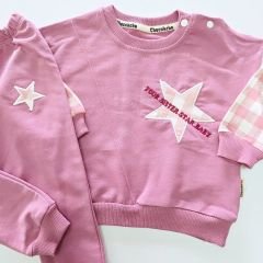 Chocukcha baby yıldızlı kareli takım