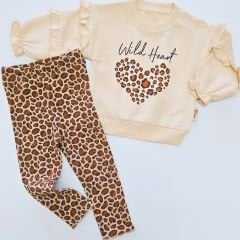 Vovido baby leoparlı kalpli takım