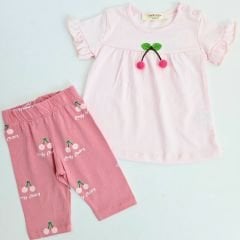 Damla baby kirazlı fırfırlı takım