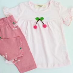Damla baby kirazlı fırfırlı takım