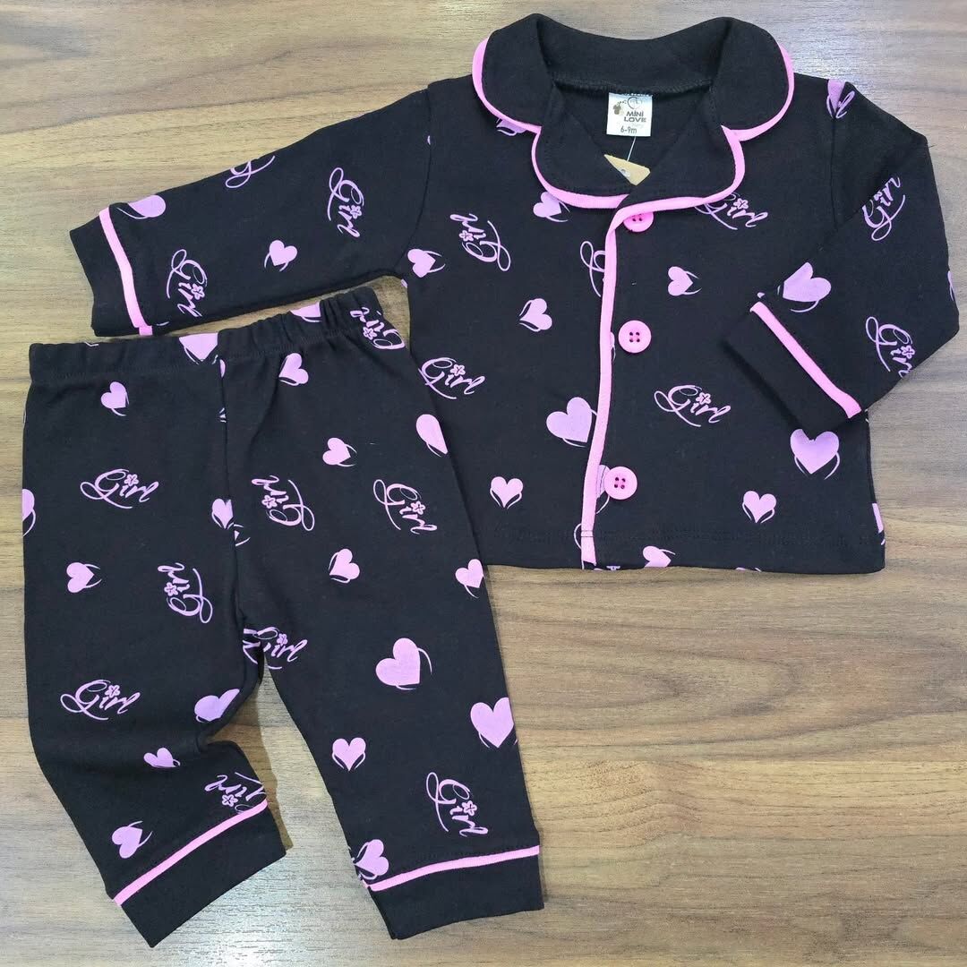 Kalpli önden düğmeli pijama takım