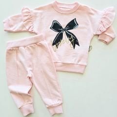 Picossa baby kolu fırfırlı fiyonklu takım