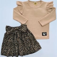 Sellfie kids leopar etekli fırfırlı badili takım