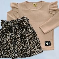 Sellfie kids leopar etekli fırfırlı badili takım
