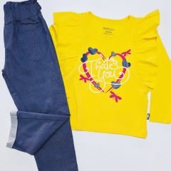 Nazar kids kalpli fırfırlı kotlu takım