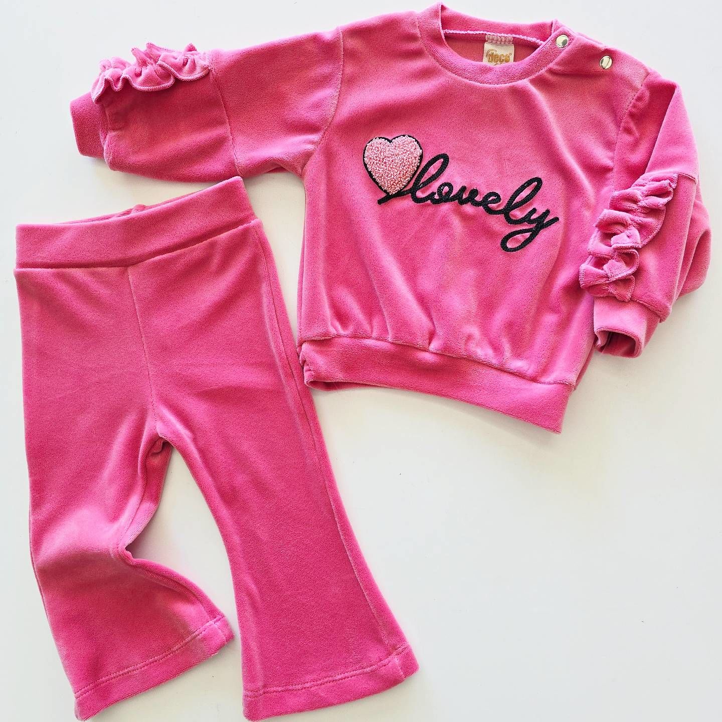 Deco baby lovely nakışlı kadife takım