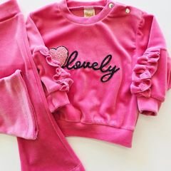 Deco baby lovely nakışlı kadife takım