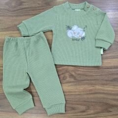 Koala nakışlı waffle kumaş mevsimlik takım