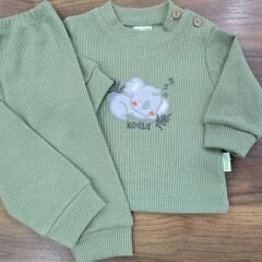 Koala nakışlı waffle kumaş mevsimlik takım