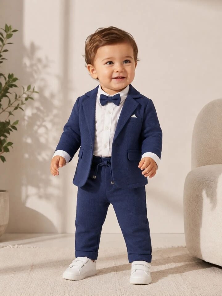 Çeketli erkek bebek takım elbise 6-9-12-18-24 ay
