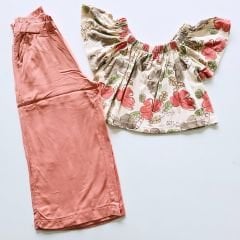 Deco kids ispanyol paçalı pantolonlu çiçekli takım