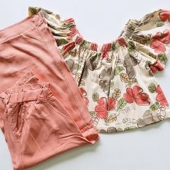 Deco kids ispanyol paçalı pantolonlu çiçekli takım