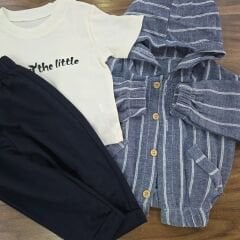 Kapşonlu müslin gömlekli takım