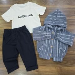 Kapşonlu müslin gömlekli takım