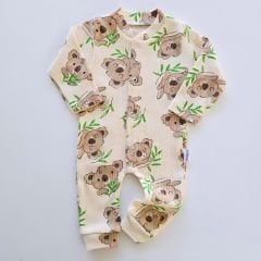 Minisoft baby fitilli koala baskılı tulum
